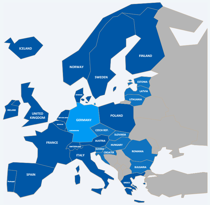Das europäische Partnernetzwerk von Ecker + Ecker als Karte