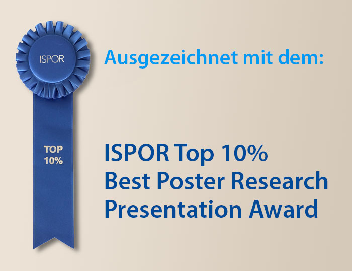 Banner - Ausgezeichnet mit dem ISPOR Top 10% Best Poster Research Presentation Award